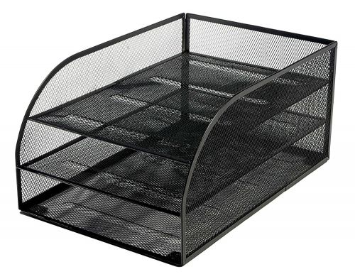Osco Mesh 3 Tier Assembled Letter Tray (Black)