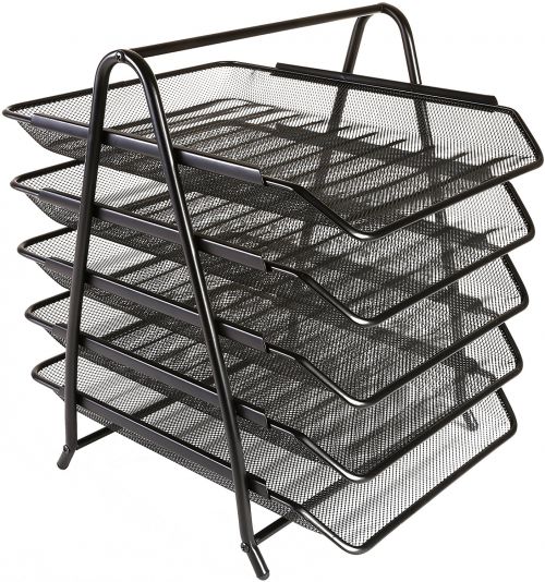 Osco Mesh Front Load 5 Tier Letter Tray (Black)