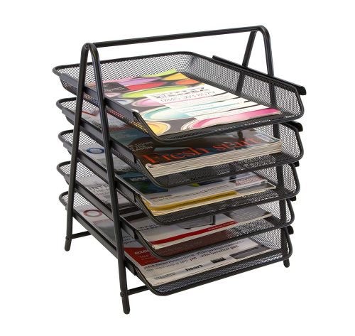 Osco Mesh Front Load 5 Tier Letter Tray (Black)