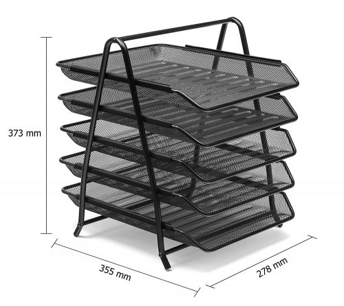 Osco Mesh Front Load 5 Tier Letter Tray (Black)