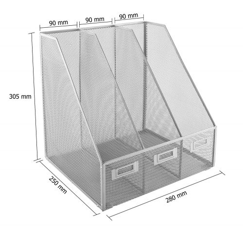 Osco Mesh Triple Magazine Rack (Silver)
