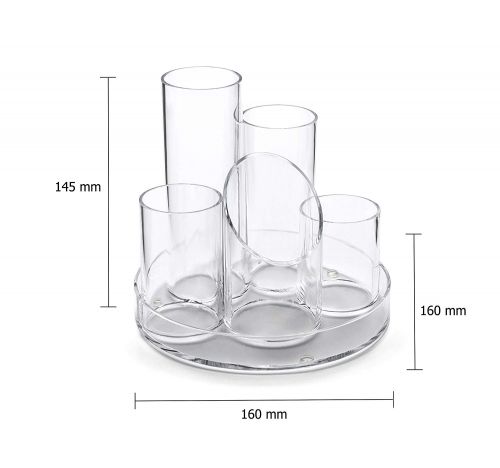 Osco Clear Acrylic 5 Tube Pen Pot