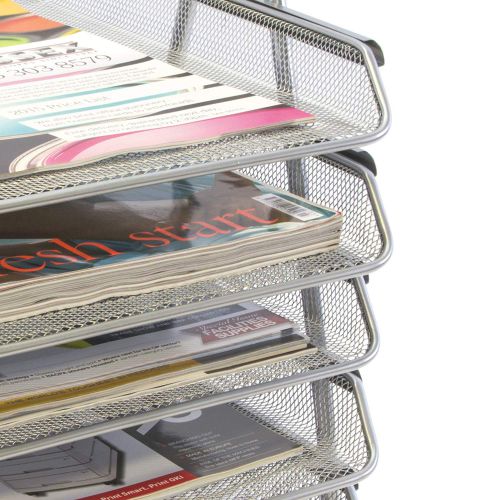 Osco Mesh Front Load 5-Tier Letter Tray (Silver)