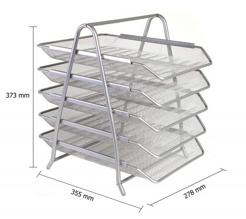 Osco Mesh Front Load 5-Tier Letter Tray (Silver)