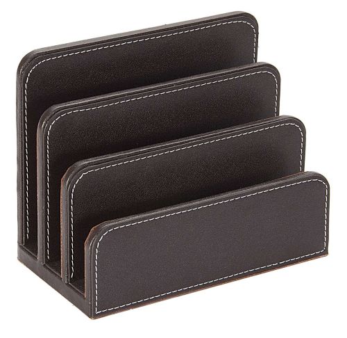 Osco Faux Leather Letter Holder Brown