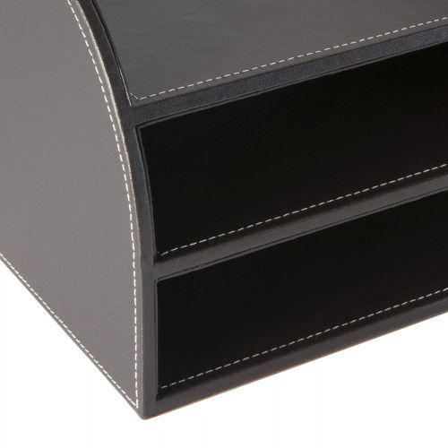 Osco Faux Leather 3 Tier Letter Tray Brown