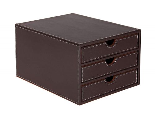 Osco Faux Leather 3 Drawer Sorter Brown