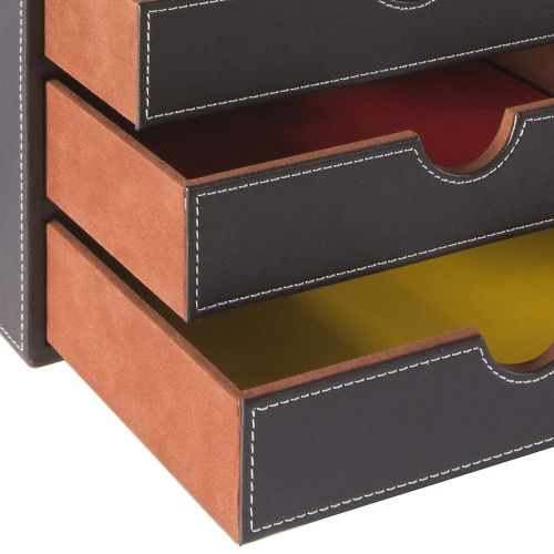Osco Faux Leather 3 Drawer Sorter Brown