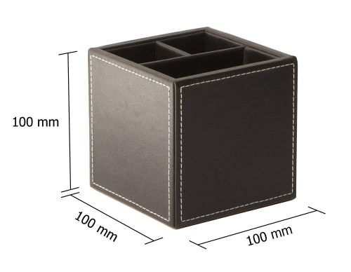 Osco Faux Leather Square Pen Pot Brown