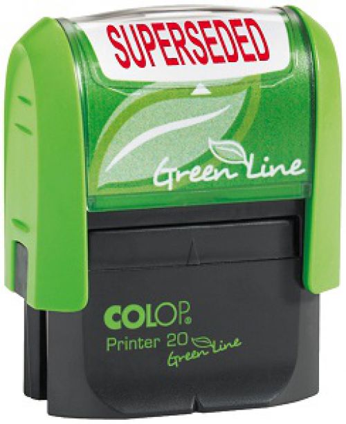 Colop Green Line P20 Self Inking Word Stamp SUPERSEDED 37x13mm Red Ink - C144837SUP