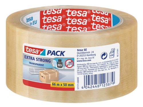 Tesa Extra Strong PVC Packaging Tape 50mmx66m Clear (Pack 6) 57171