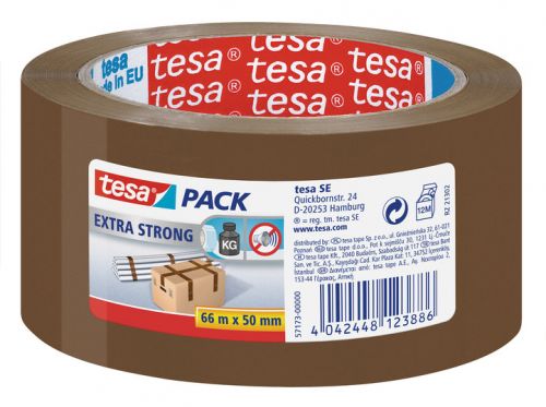 Tesa Extra Strong PVC Packaging Tape 50mmx66m Brown (Pack 6) 57173