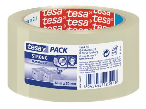 Tesa Strong Polypropylene Packaging Tape 50mmx66m Clear (Pack 6) 57167