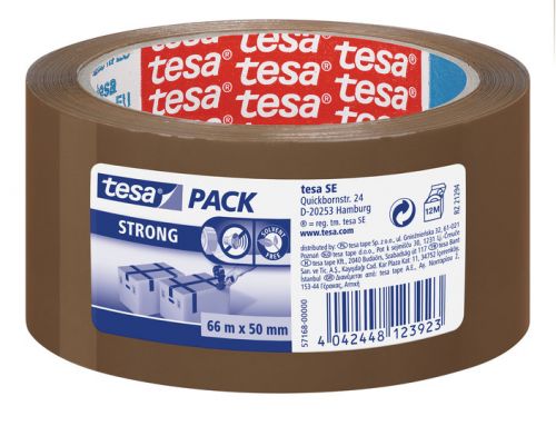 Tesa Strong Polypropylene Packaging Tape 50mmx66m Brown (Pack 6) 57168