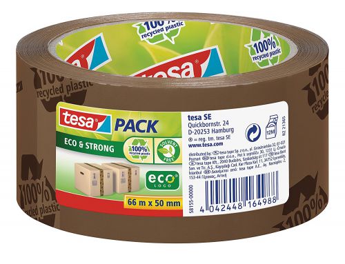 Tesa ecologo Printed Polypropylene Packaging Tape 50mmx66m Brown (Pack 6) 58155