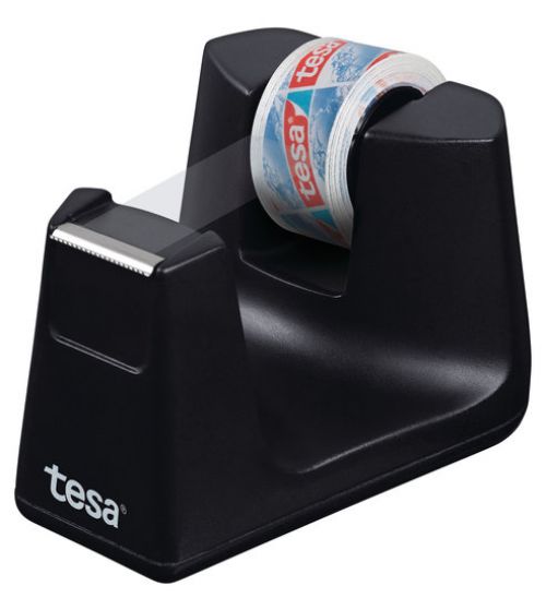 tesa Easy Cut Desk Tape Dispenser Black with 2 (19x33m) Rolls of Eco and Clear Tape 53905-0000