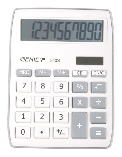 Genie 840S 10 Digit Desktop Calculator Silver