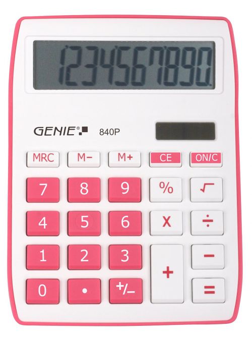 Genie 840P 10 Digit Desktop Calculator Pink - 12264