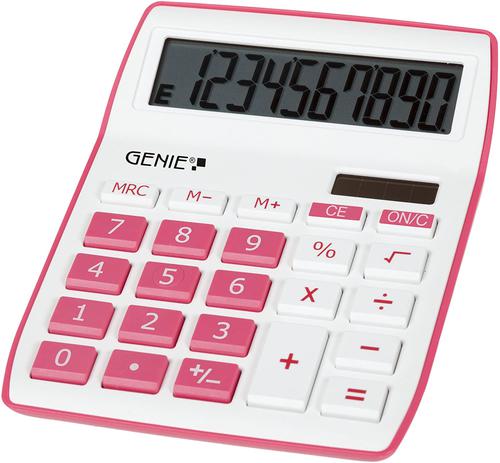 Genie 840P 10 Digit Desktop Calculator Pink - 12264