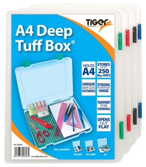 Tiger Tuff Box Polypropylene A4 Deep Clear