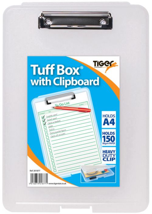 Tiger Tuff Box with Clipboard Polypropylene A4 Clear - 301877