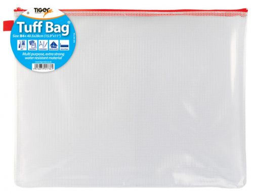 Tiger Tuff Bag Polypropylene B4 500 Micron Clear with Assorted Colour Zips - 301736 Document Wallets 42491TG