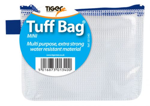 Tiger Tuff Bag Polypropylene Mini 500 Micron Clear with Assorted Colour Zips - 301340 Document Wallets 42526TG