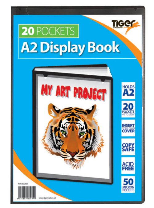 Tiger Presentation A2 Display Book 20 Pockets Black 300935