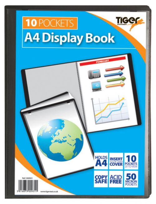 A4 presentation display book with 10 pockets/20 views. Front presentation cover made from 100% recycled content to enable easy personalisation.