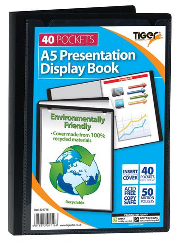 Tiger A5 Presentation Display Book 40 Pocket Black - 301718 Display Books 42666TG