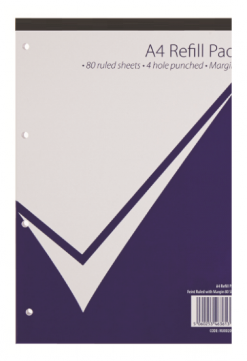 Nuco A4 Refill Pad 160 Page Feint Ruled & Margin (Pack 10)