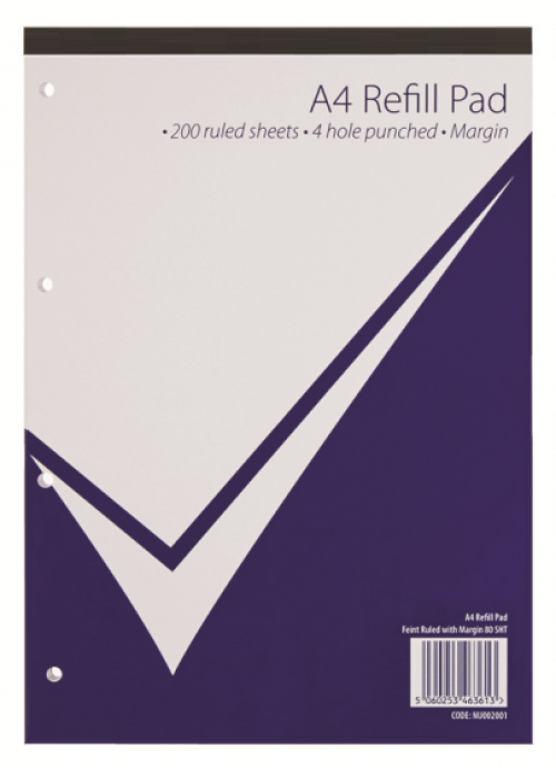 Value A4 Refill Pad 400 Page Feint Ruled & Margin PK5
