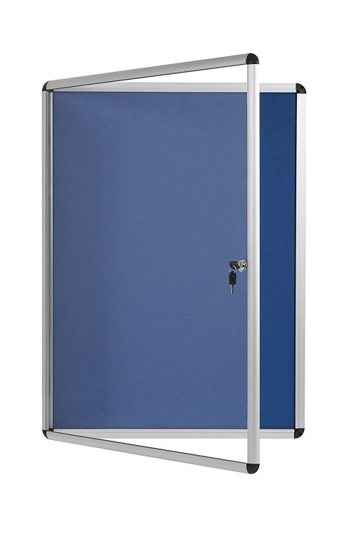 Bi-Office Blue Felt Lockable Noticeboard 6xA4 720x670mm