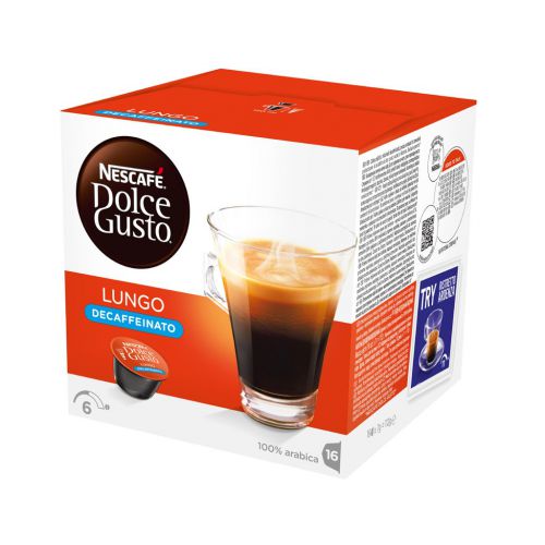 Nescafe Dolce Gusto Cafe Lungo Decaffeinated Coffee 16 Capsules (Pack 3)