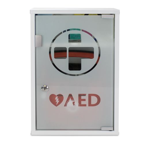 Aed Alarmed Metal Wall Cabinet With Glass Door Lockable