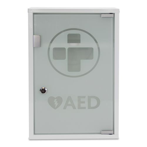 Mediana AED Metal Wall Cabinet with Glass Door and Alarm Lockable Large 300x145x460mm 3098 | HS99719 | Reliance Medical