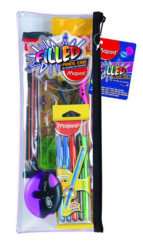 Helix Maped Filled Case Pink Zip