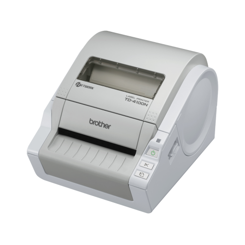 BROTD4100 | This professional network-ready label printer can help your business work quicker and more efficiently.Print 300dpi quality labels up to 102mm wide, and from 25mm to 3m long. The TD-4100N also prints at up to 110mm per second with a built-in automatic cutter for extra quick results. It also supports barcode printing and lets you easily import your own graphics too. And being fully network ready, the TD-4100N can be seamlessly integrated into your current systems.