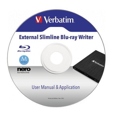 Verbatim Black Mobile Blu-ray Rewriter USB 3.0 43890 Verbatim