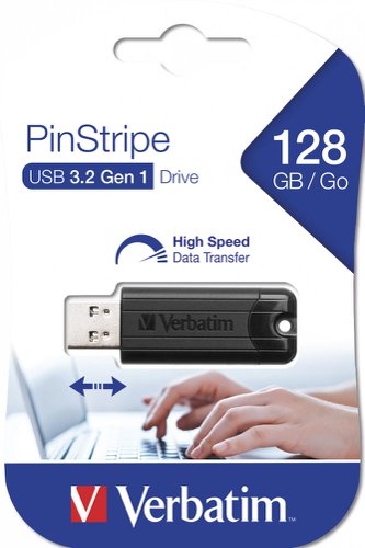 Verbatim USB 3.0 Drive 128GB Store'N'Go Pinstripe Black 49319