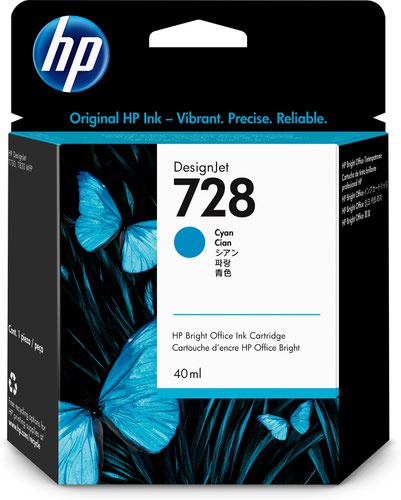 HP F9J63A 728 Cyan Ink 40ml