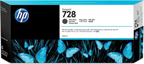 HP 728 Matte Black Standard Capacity Ink Cartridge 300ml - F9J68A