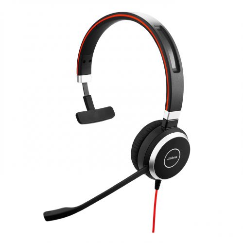 Jabra Evolve 40 Mono Noise Cancelling Wired Headset USB and 3.5mm Jack Connectivity Boom Microphone Microsoft Certified
