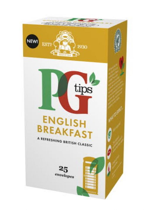 PG Tips English Breakfast Tea Envelopes (Pack 25) - NWT1626