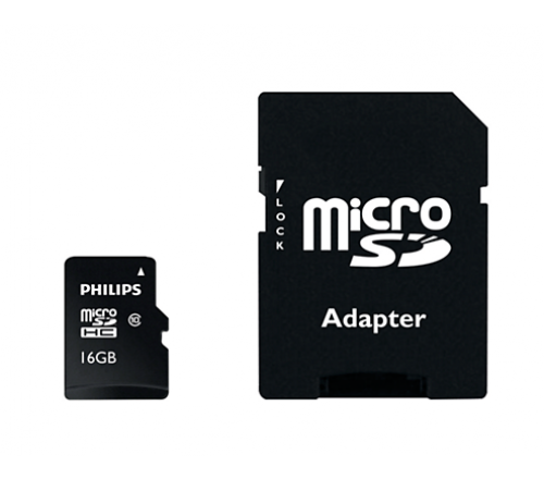 Philips Micro SDHC Class 10 Memory Card 16GB & Adaptor