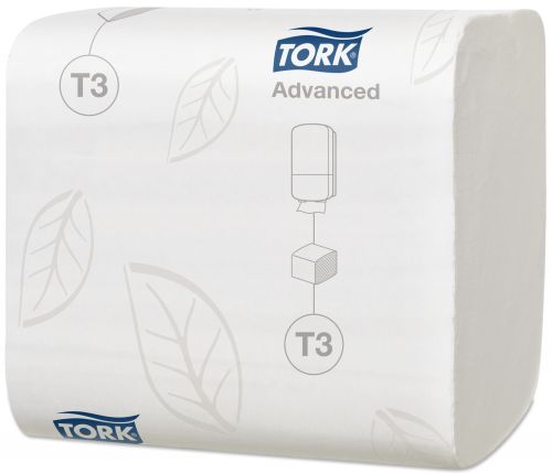Tork Folded Toilet Paper T3 Advanced 242 Sheets White (Pack 36 Sleeves 8712 Sheets) - 114277