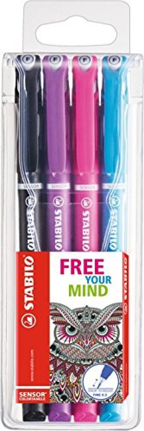 Stabilo Sensor Fineliner Assorted (Pack 4)