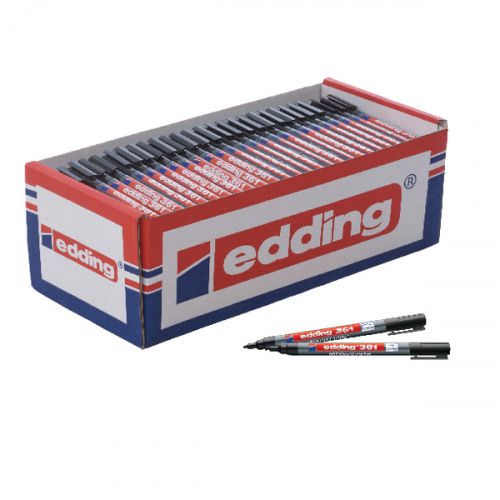 edding 361 Whiteboard Marker Bullet Tip 1mm Line Black Classpack (Pack 200) - 4-CP40