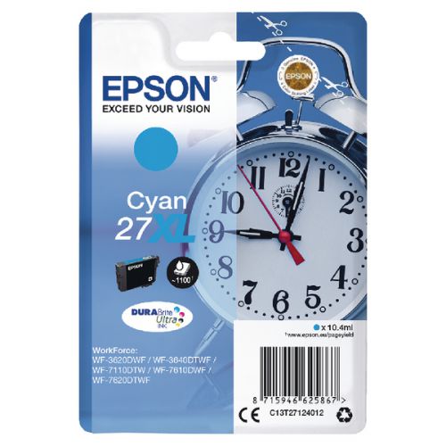 OEM Epson 27XL High Capacity Cyan Ink Cartridge C13T27124012