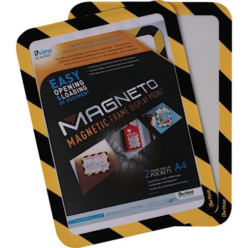 Tarifold Magneto SOLO Safety Line Display Frame A4 Yellow/Black 195044 [Pack 2]